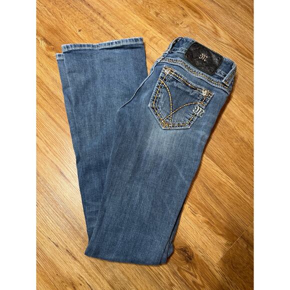 Miss Me JPW5069-5 Boot Bootcut Jeans Size 25 Embroidered Bling DAMAGED EB - Picture 1 of 6